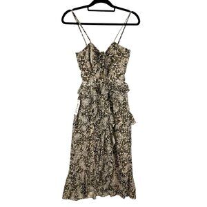 Bardot NWT Animal Print Strappy Layered Dress Tiered Ruffle Women’s‎ Size 4/XS